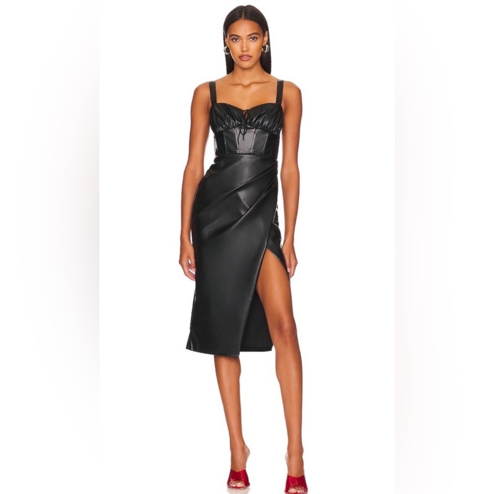 NWT Remi X Revolve Gwen Faux Leather Black Dress - Med